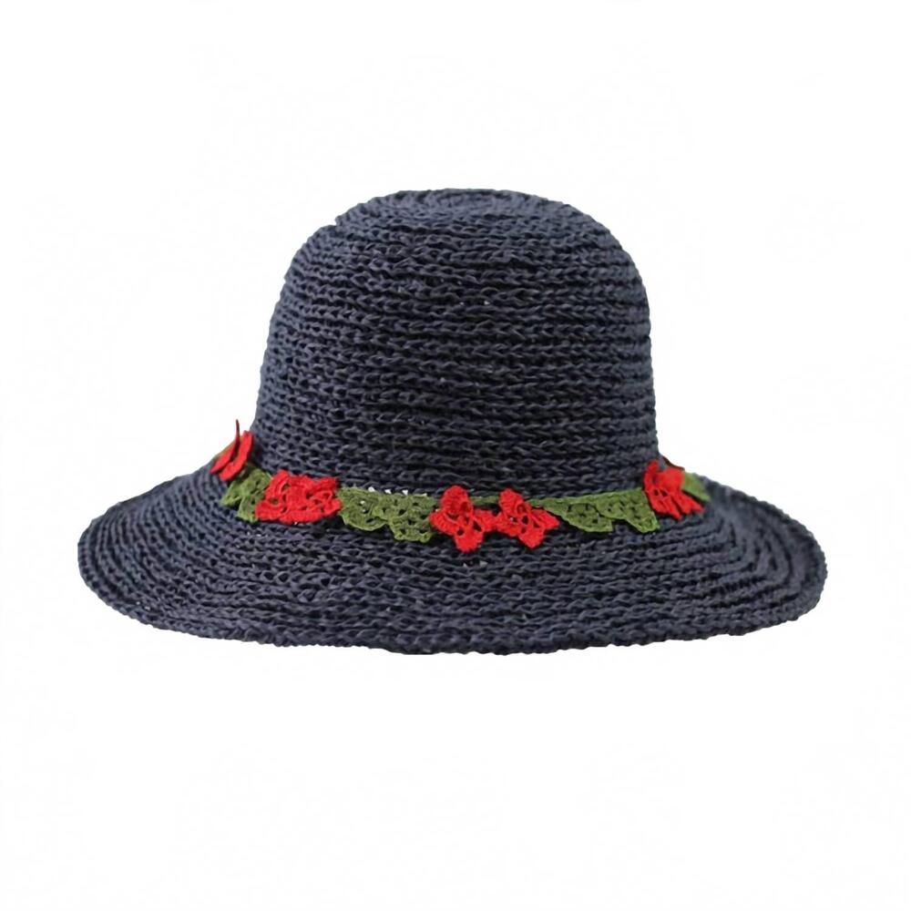 NEW SECRET LANGUAGE evie straw hat in navy red
